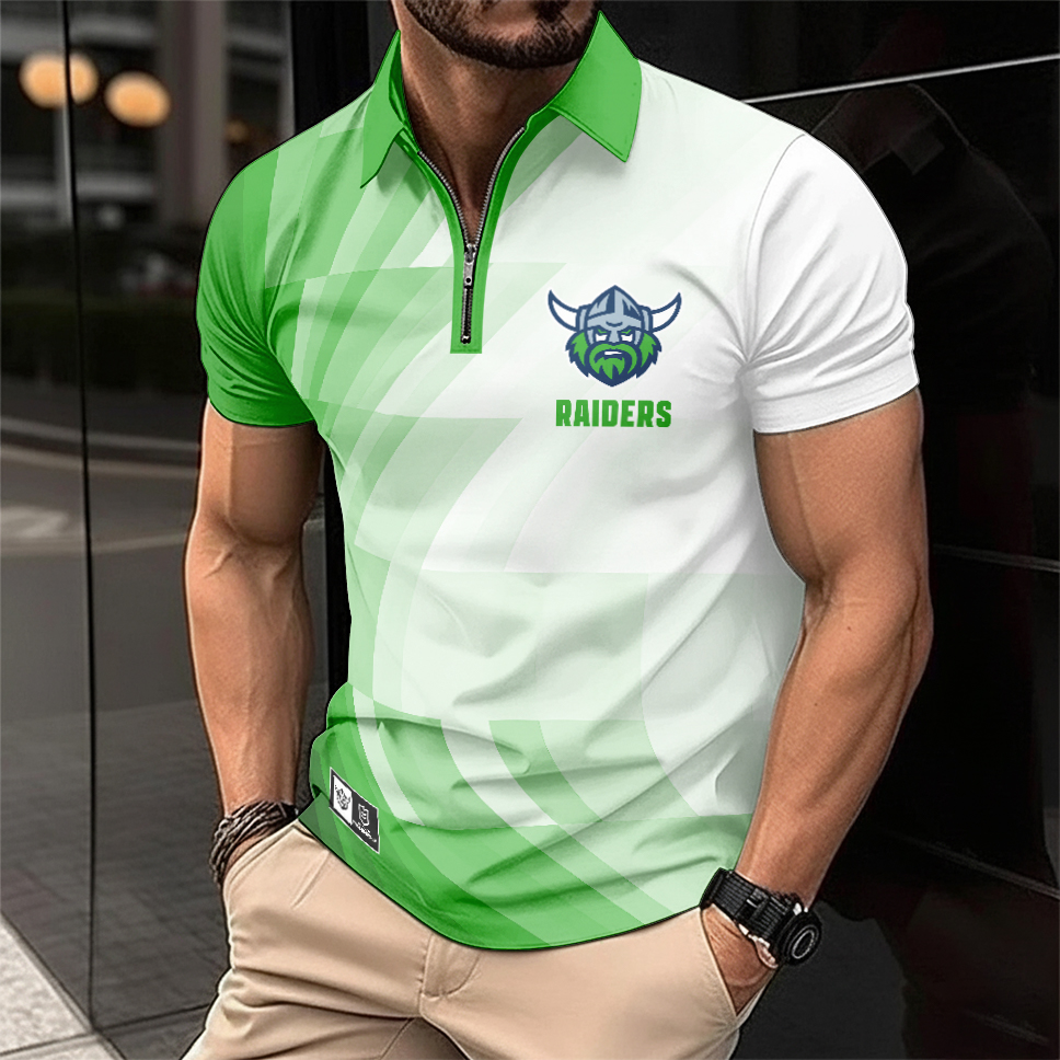 Auspiritmerch Canberra Raiders Personalized Zip Polo Shirt Gift For Fans