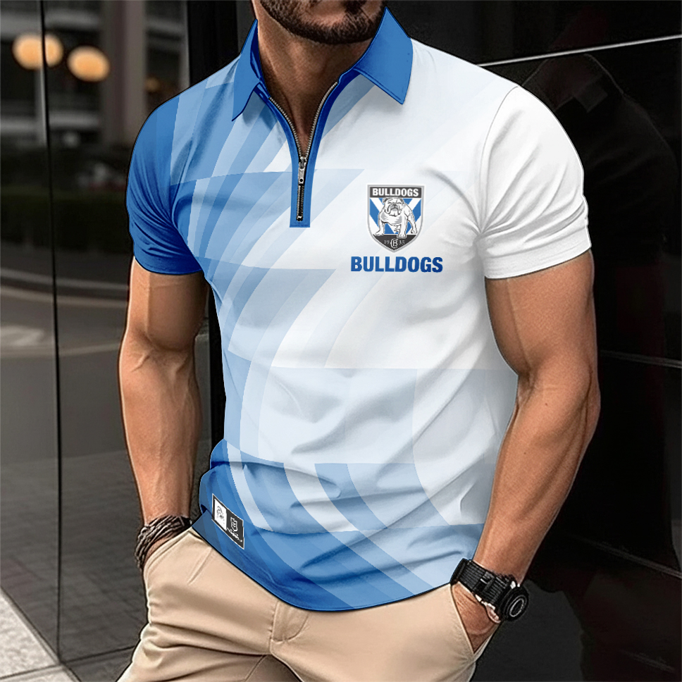 Auspiritmerch Canterbury-Bankstown Bulldogs Personalized Zip Polo Shirt Gift For Fans