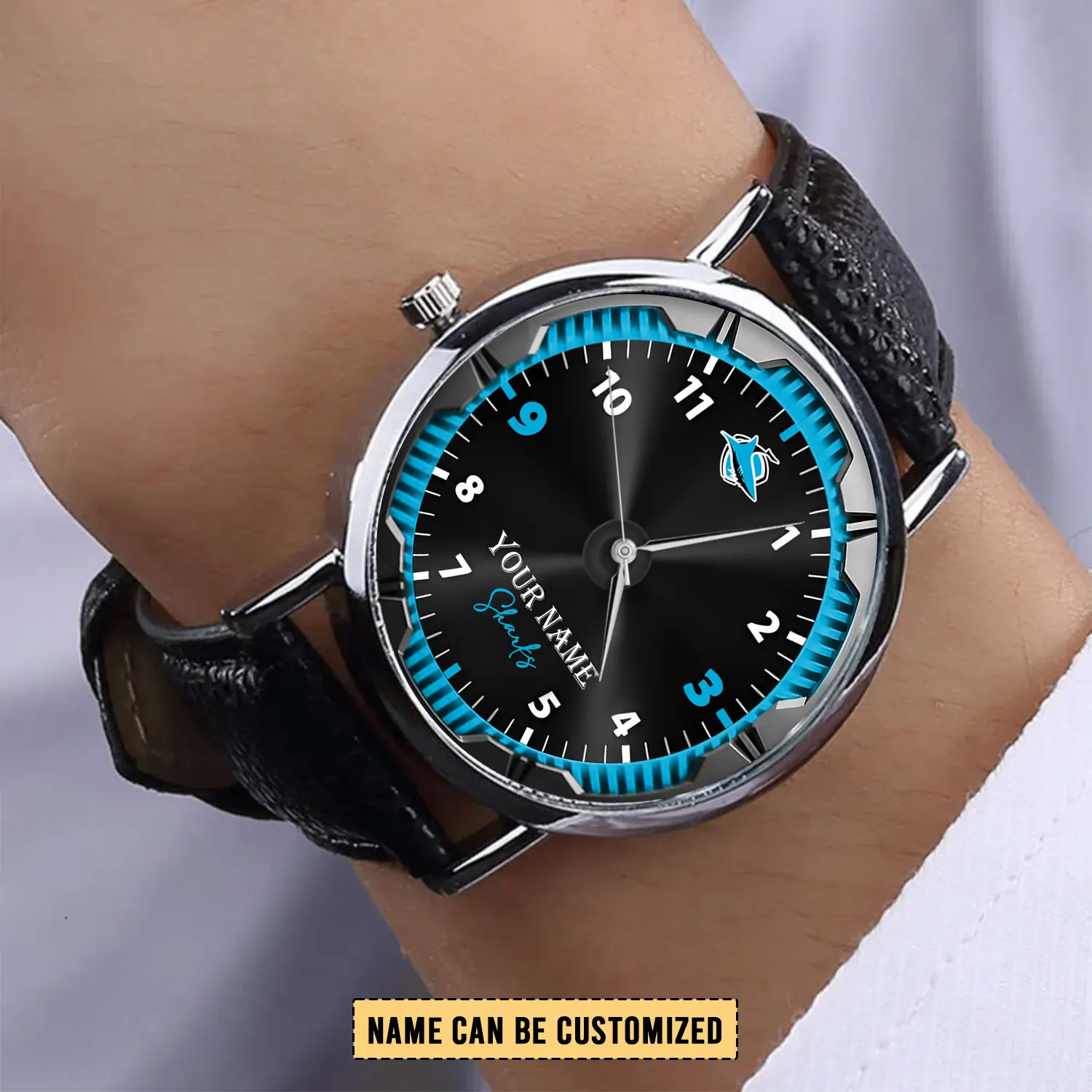 Auspiritmerch Cronulla-Sutherland Sharks Personalized Stitched Leather Watch Gift For Fans