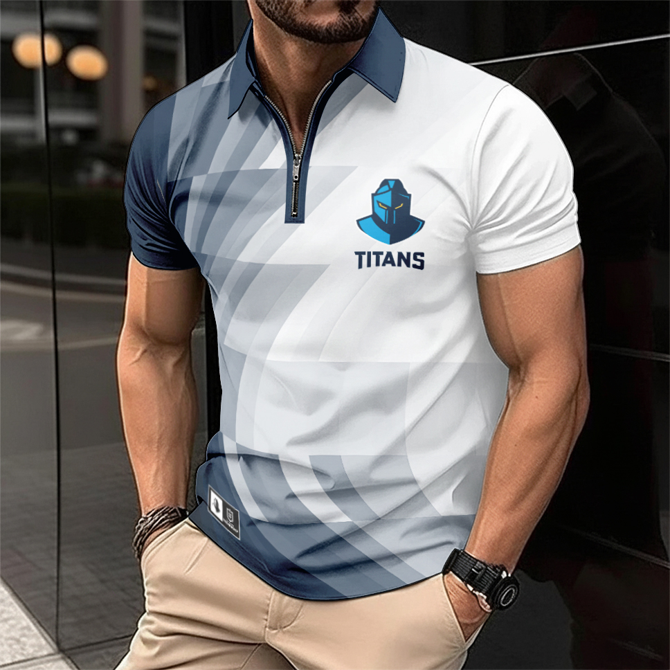 Auspiritmerch Gold Coast Titans Personalized Zip Polo Shirt Gift For Fans