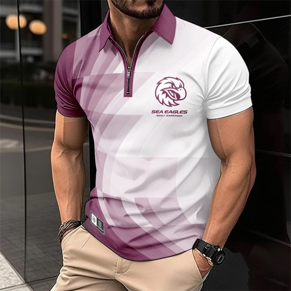 Auspiritmerch Manly Warringah Sea Eagles Personalized Zip Polo Shirt Gift For Fans