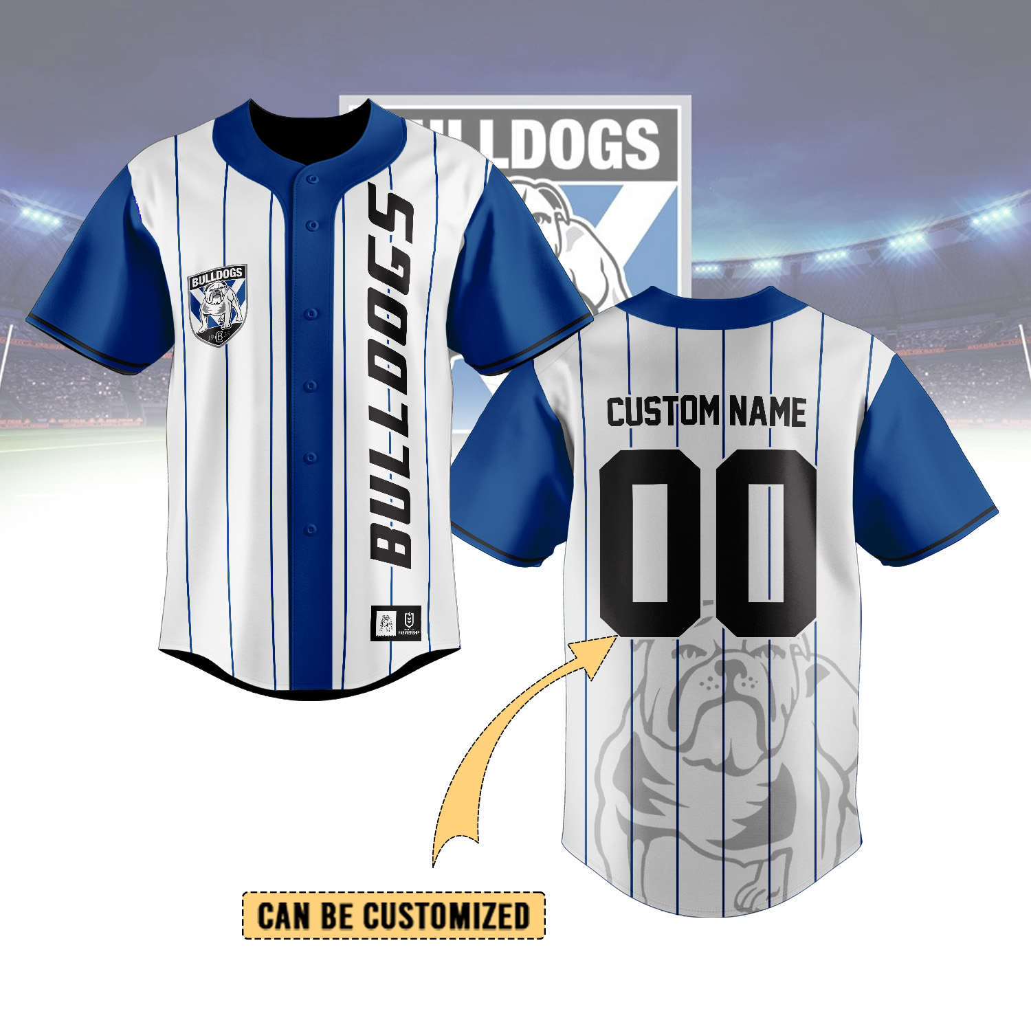 Auspiritmerch Canterbury-Bankstown Bulldogs Personalized Baseball Jersey Gifts For Fans