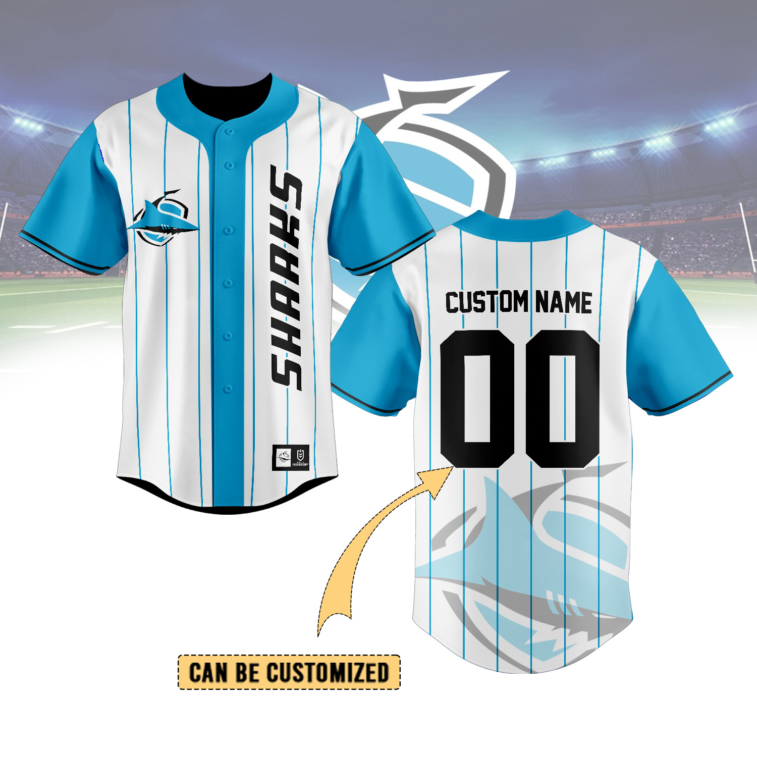 Auspiritmerch Cronulla-Sutherland Sharks Personalized Baseball Jersey Gifts For Fans