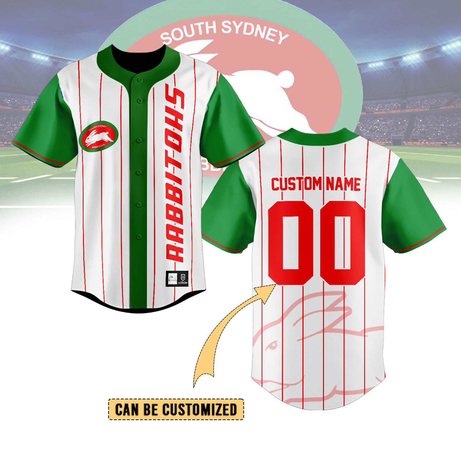 Auspiritmerch South Sydney Rabbitohs Personalized Baseball Jersey Gifts For Fans