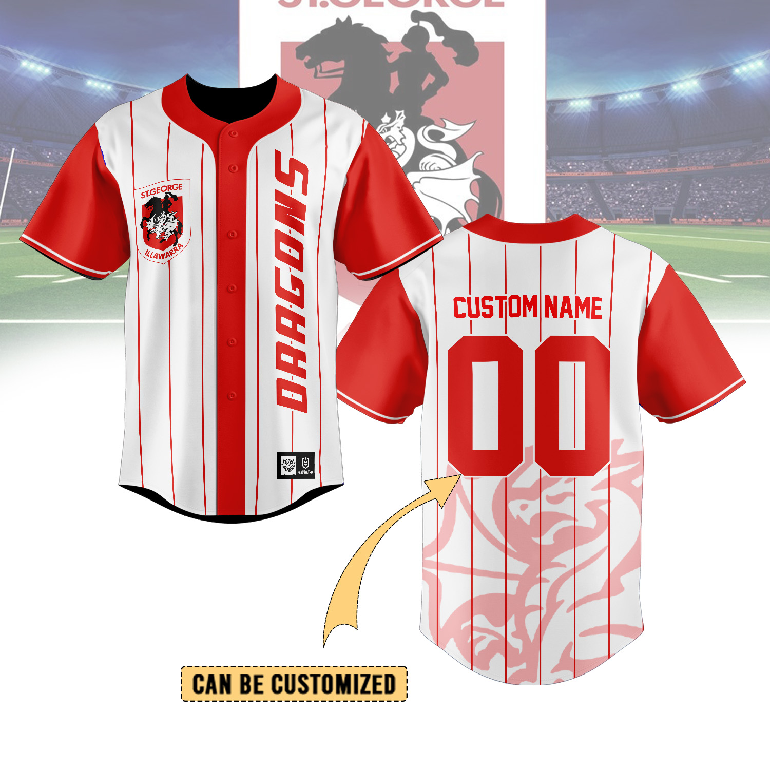 Auspiritmerch St. George Illawarra Dragons Personalized Baseball Jersey Gifts For Fans