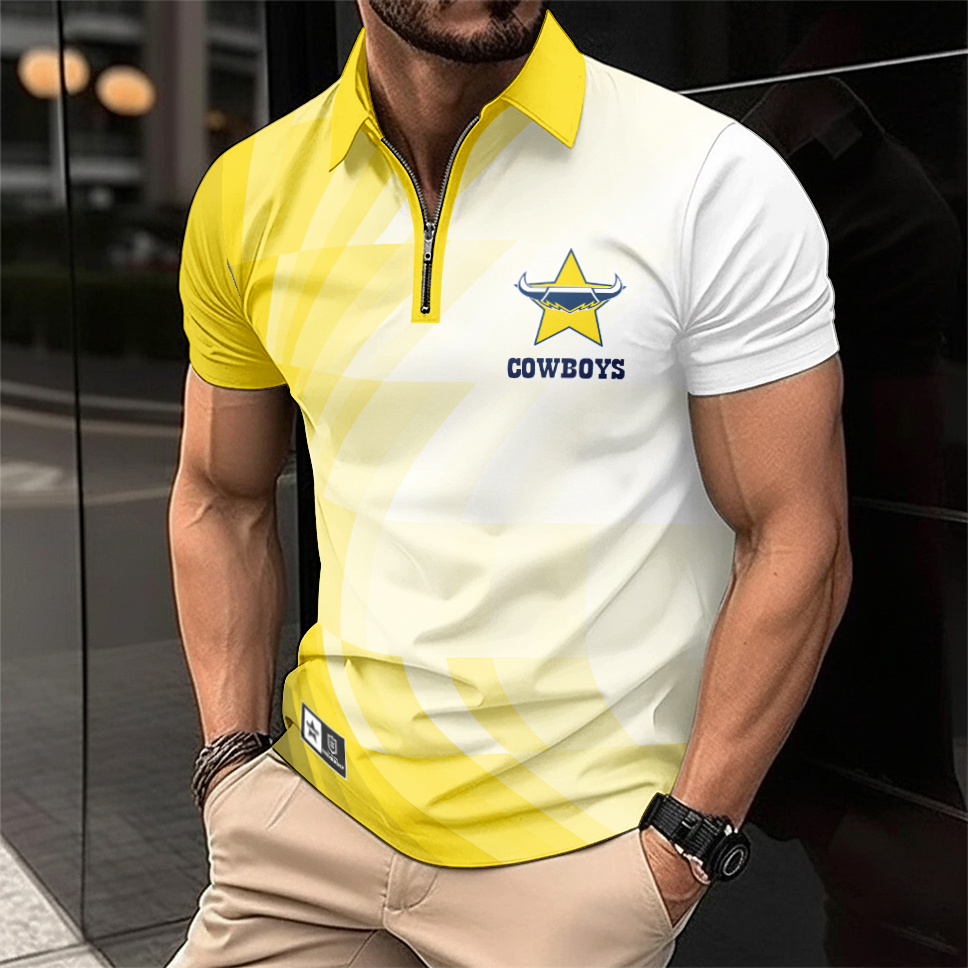 Auspiritmerch North Queensland Cowboys Personalized Zip Polo Shirt Gift For Fans