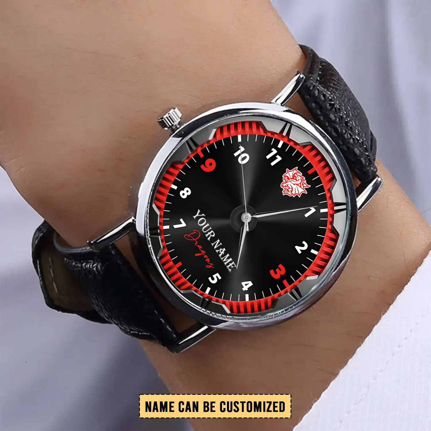 Auspiritmerch St. George Illawarra Dragons Personalized Stitched Leather Watch Gift For Fans