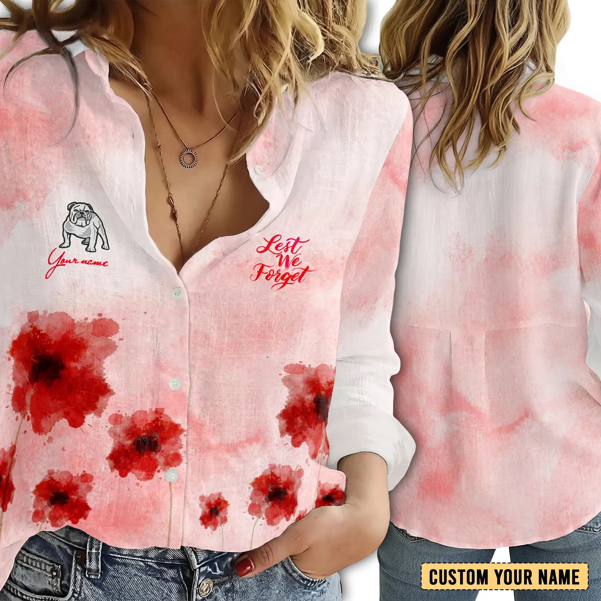 Auspiritmerch Canterbury-Bankstown Bulldogs x Anzac Day Personalized Women's Casual Shirt Gift For Fans