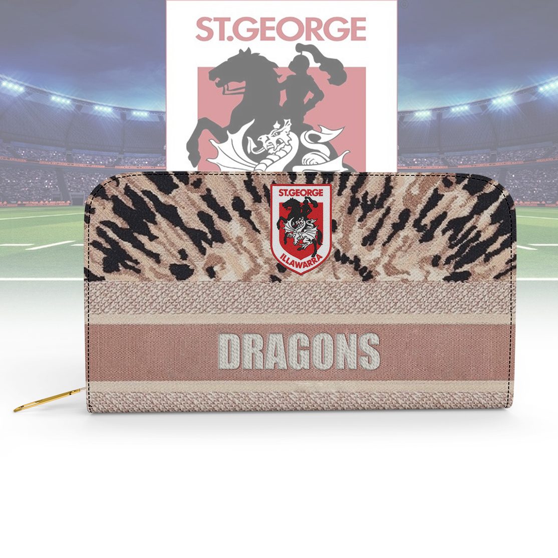 Auspiritmerch St. George Illawarra Dragons Personalized Clutch Purse Gift For Fans