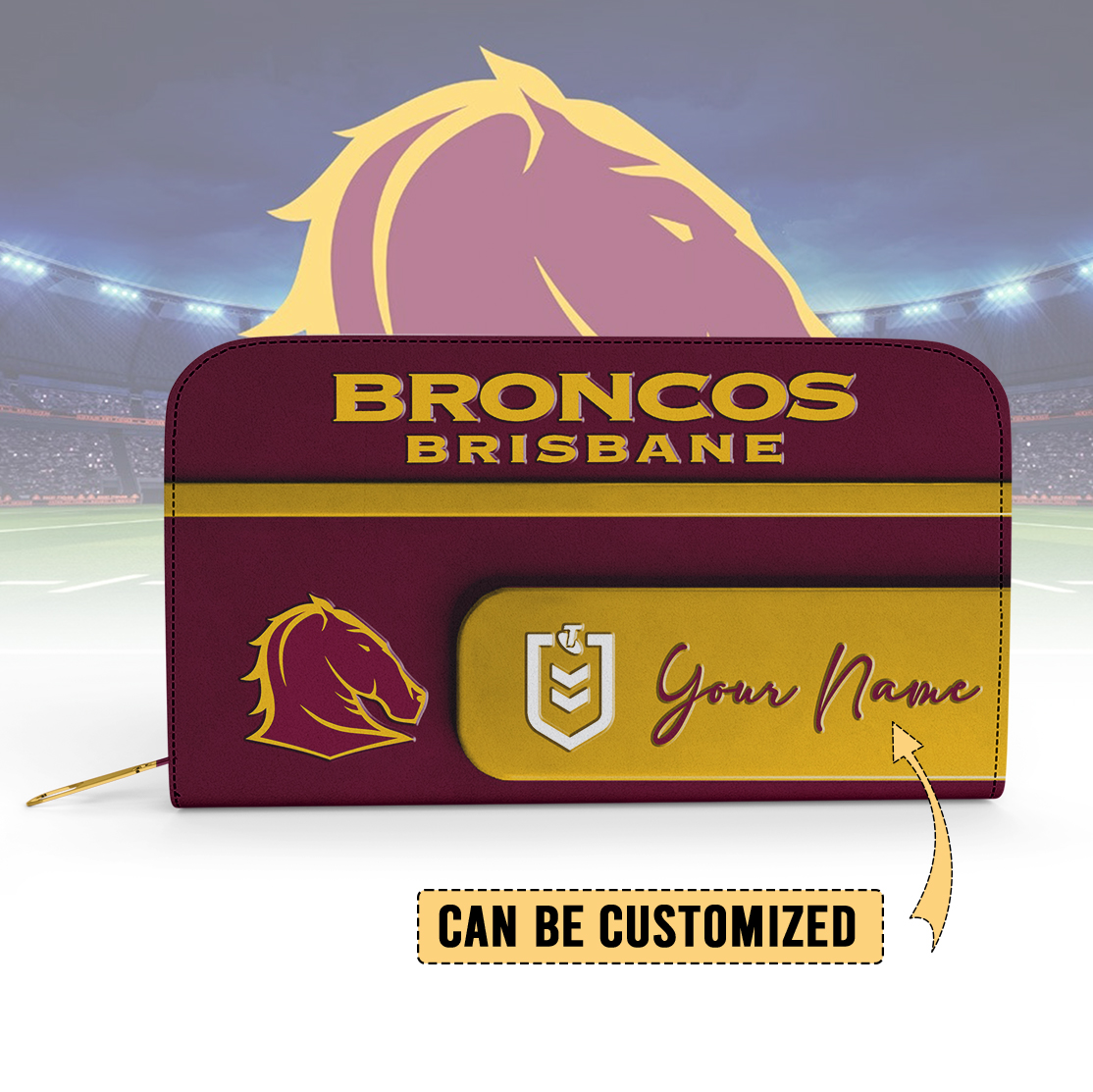 Auspiritmerch Brisbane Broncos Personalized Clutch Purse Gift For Fans