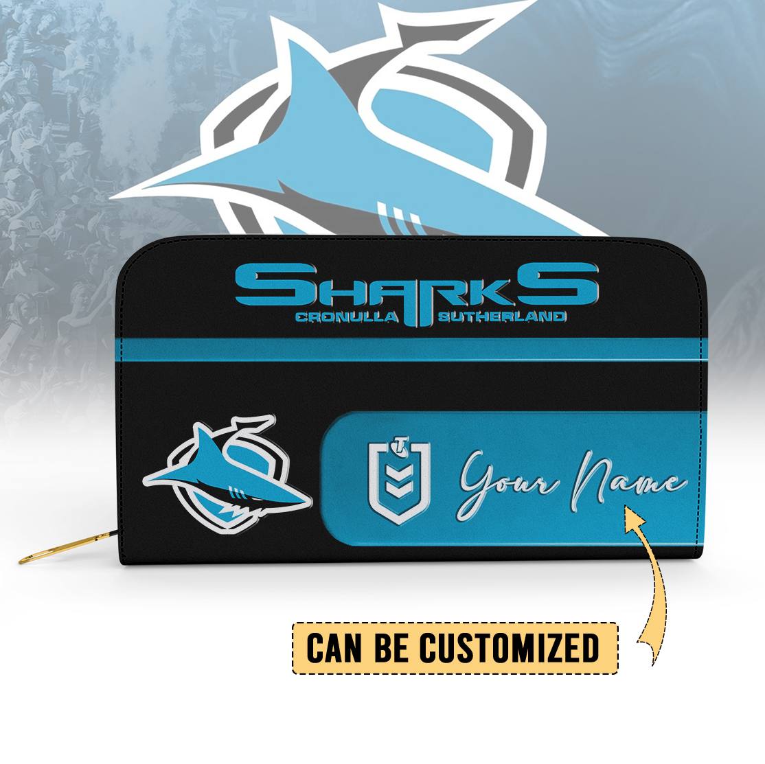 Auspiritmerch Cronulla-Sutherland Sharks Personalized Clutch Purse Gift For Fans