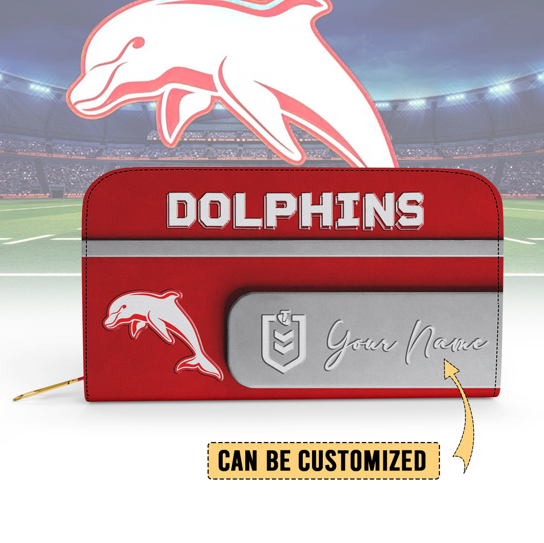 Auspiritmerch Dolphins Personalized Clutch Purse Gift For Fans