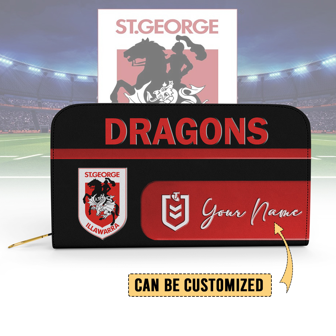 Auspiritmerch St. George Illawarra Dragons Personalized Clutch Purse Gift For Fans