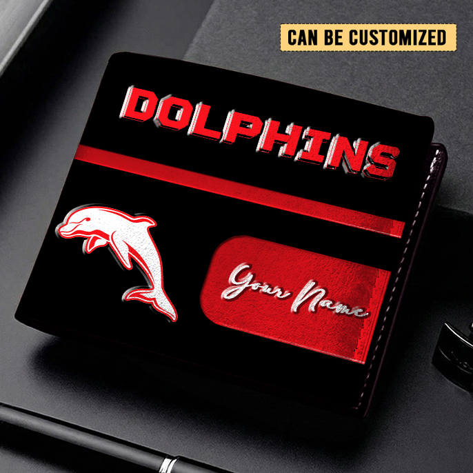 Auspiritmerch Dolphins Personalized Leather Wallet Gift For Fans