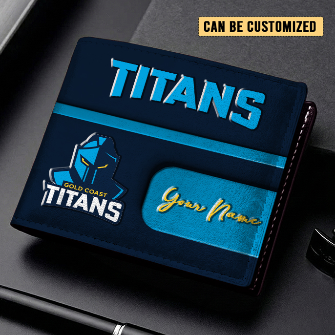 Auspiritmerch Gold Coast Titans Personalized Leather Wallet Gift For Fans