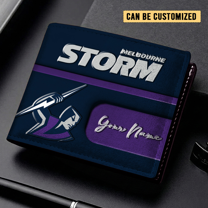 Auspiritmerch Melbourne Storm Personalized Leather Wallet Gift For Fans