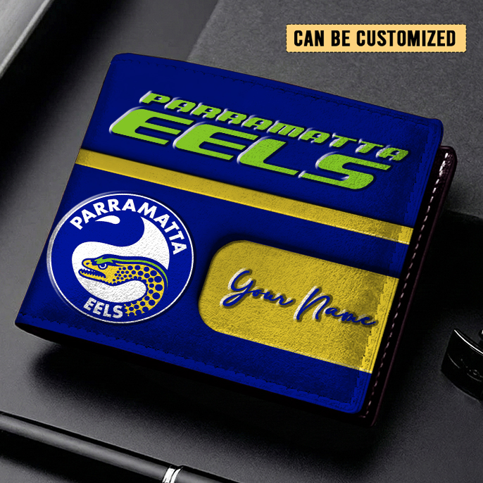 Auspiritmerch Parramatta Eels Personalized Leather Wallet Gift For Fans