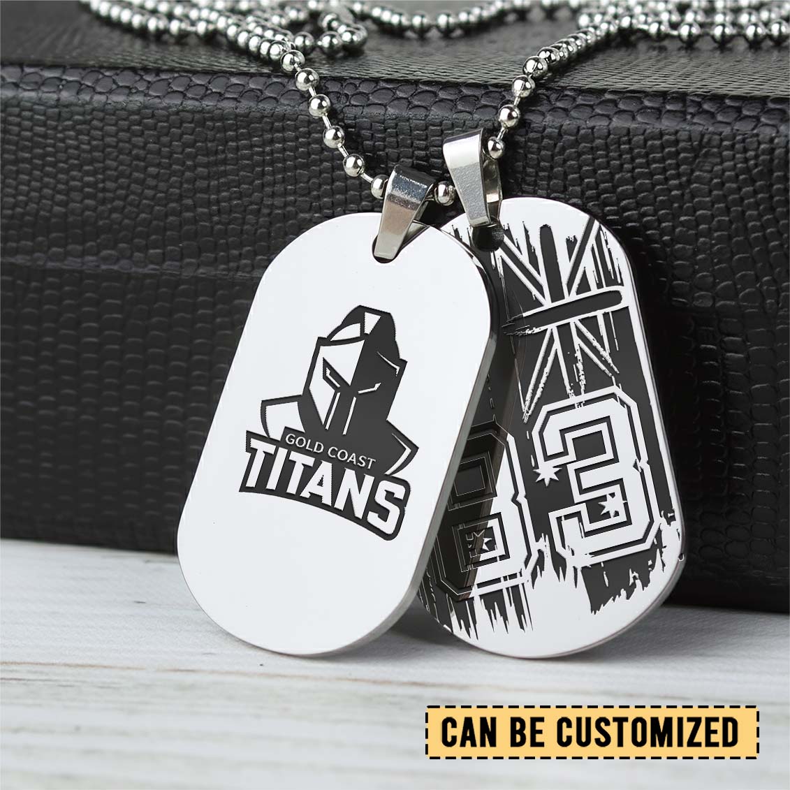 Auspiritmerch Gold Coast Titans Personalized Necklace Dog Tag For Fans
