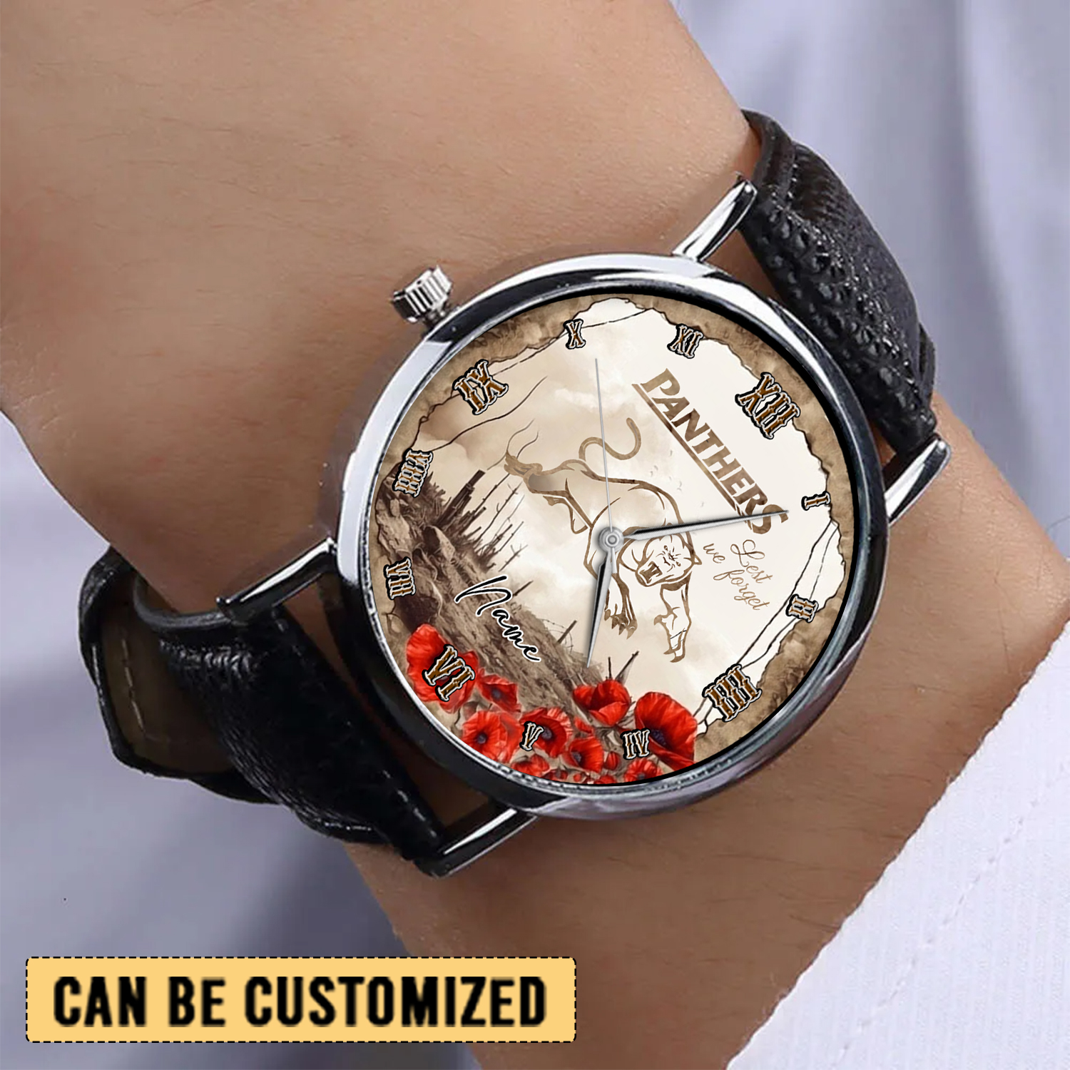 Auspiritmerch Penrith Panthers x Anzac Day Personalized Stitched Leather Watch Gift For Fans