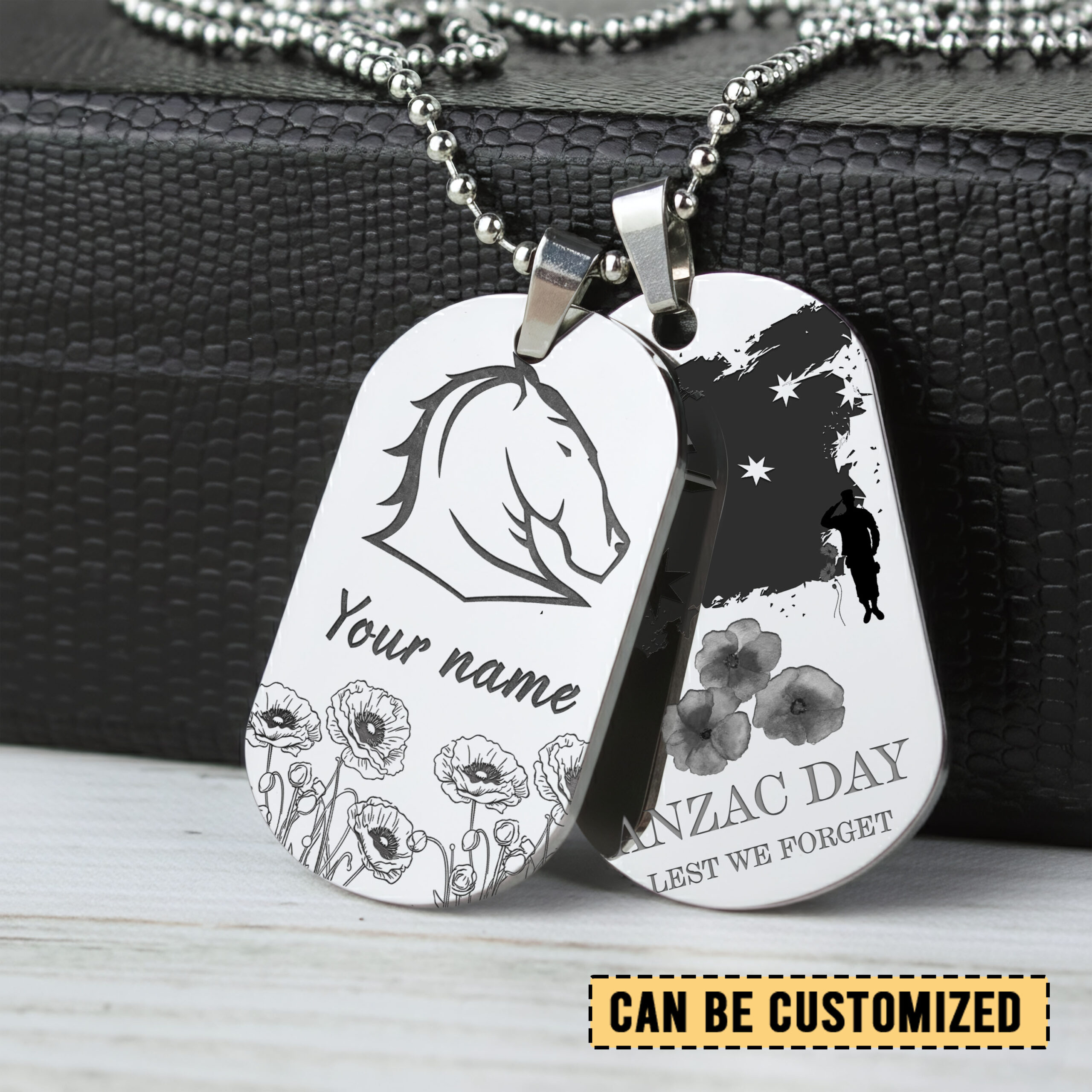 Auspiritmerch Brisbane Broncos x Anzac Day Personalized Necklace Dog Tag For Fans