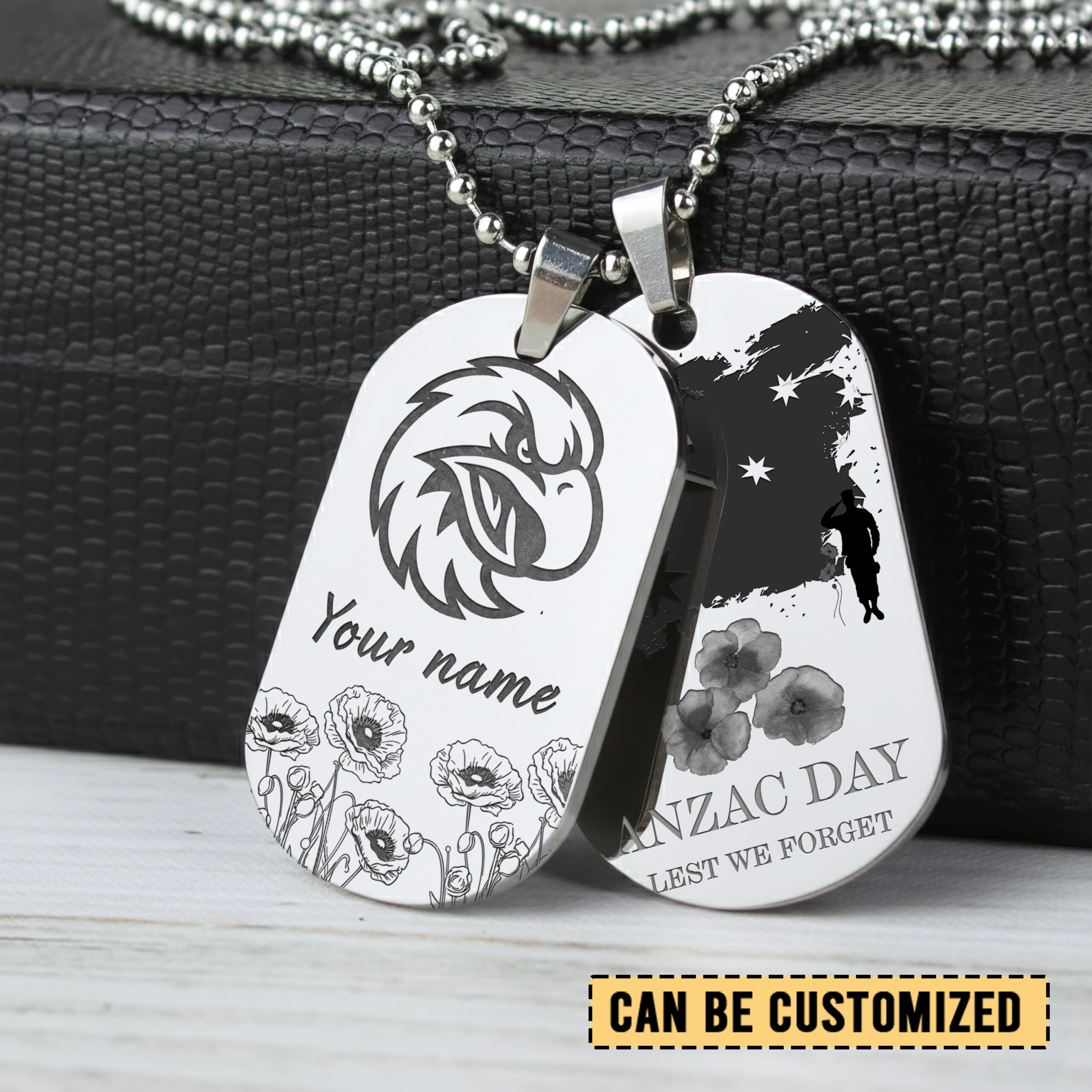 Auspiritmerch Manly Warringah Sea Eagles x Anzac Day Personalized Necklace Dog Tag For Fans