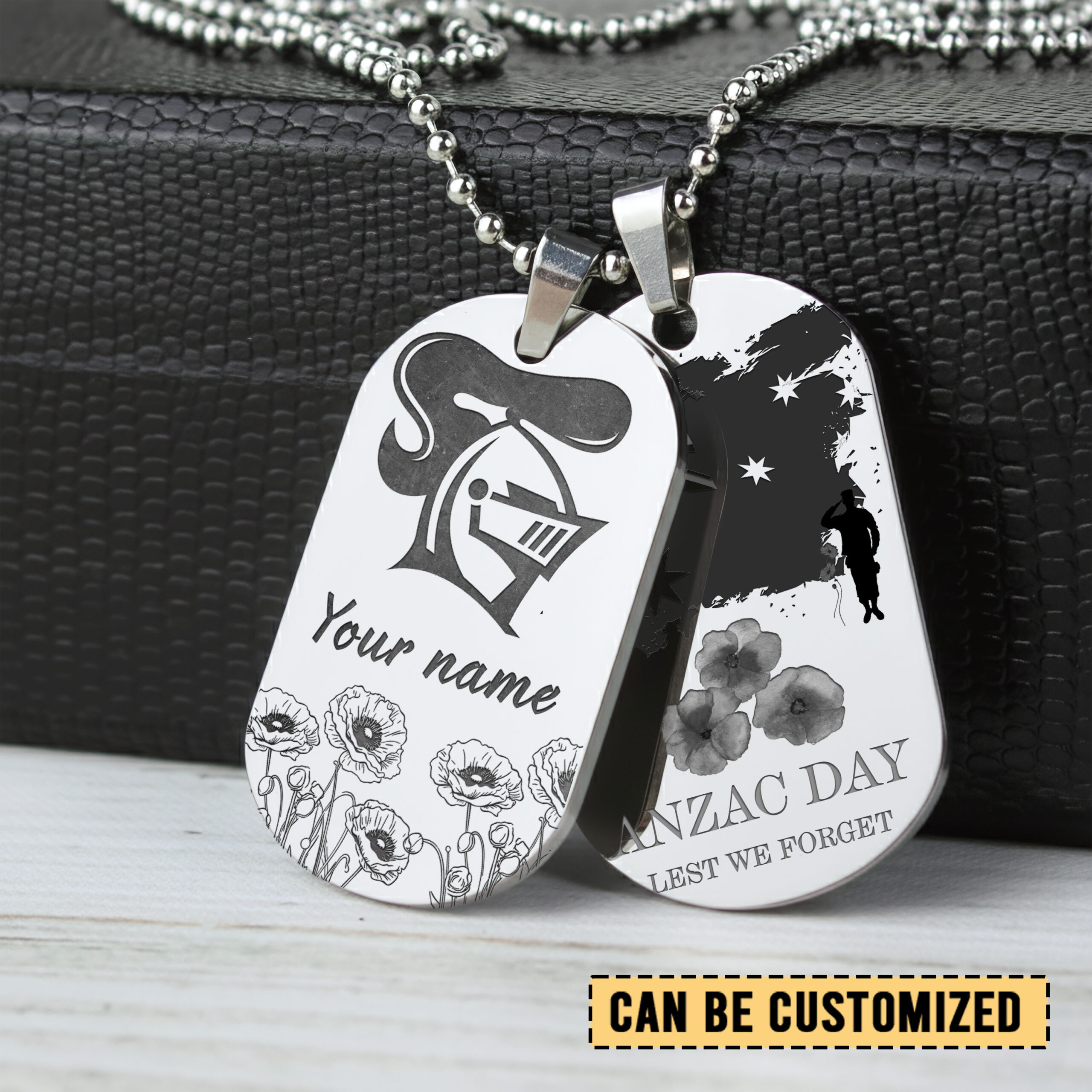 Auspiritmerch Newcastle Knights x Anzac Day Personalized Necklace Dog Tag For Fans