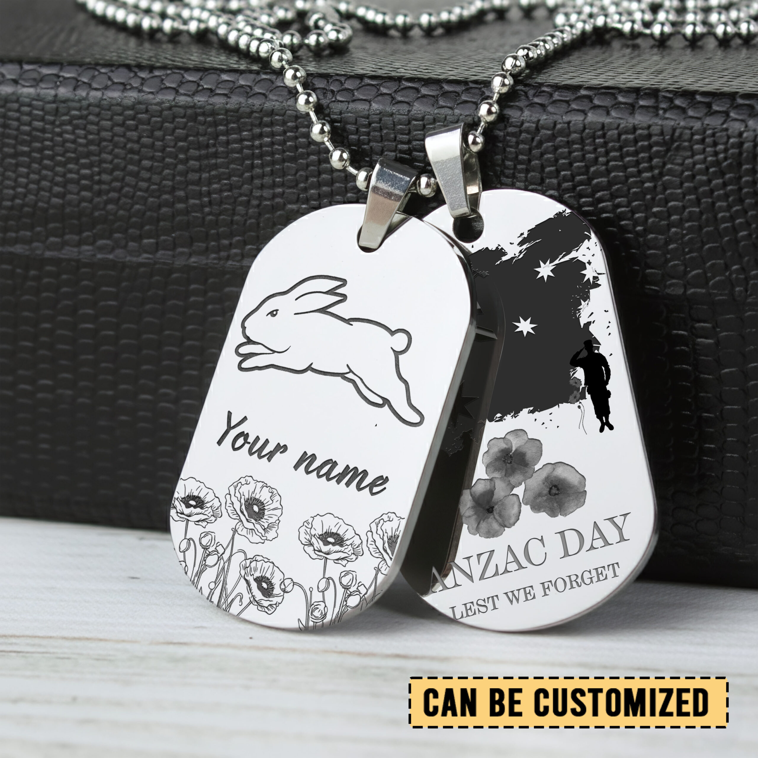 Auspiritmerch South Sydney Rabbitohs x Anzac Day Personalized Necklace Dog Tag For Fans