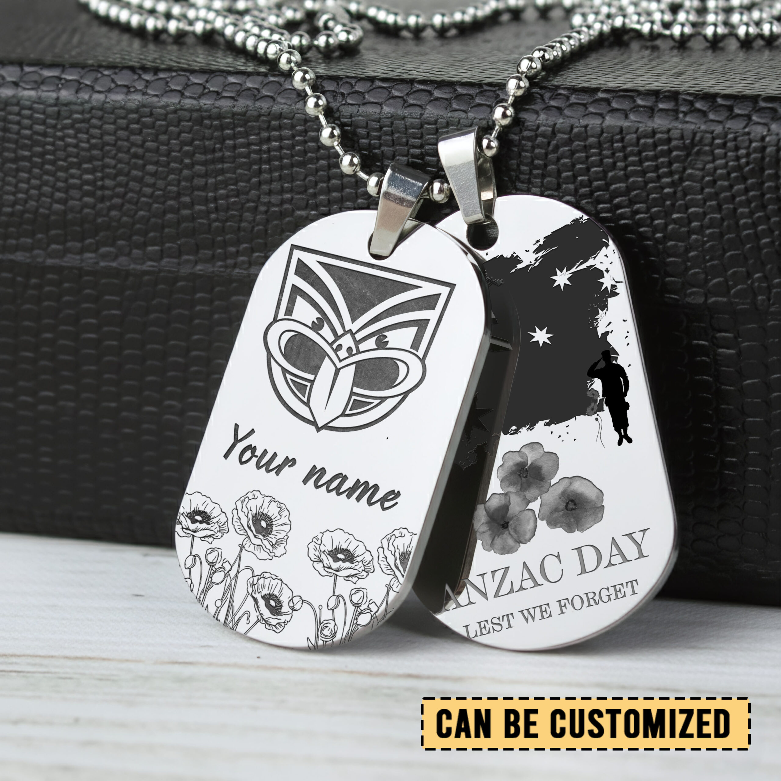 Auspiritmerch New Zealand Warriors x Anzac Day Personalized Necklace Dog Tag For Fans