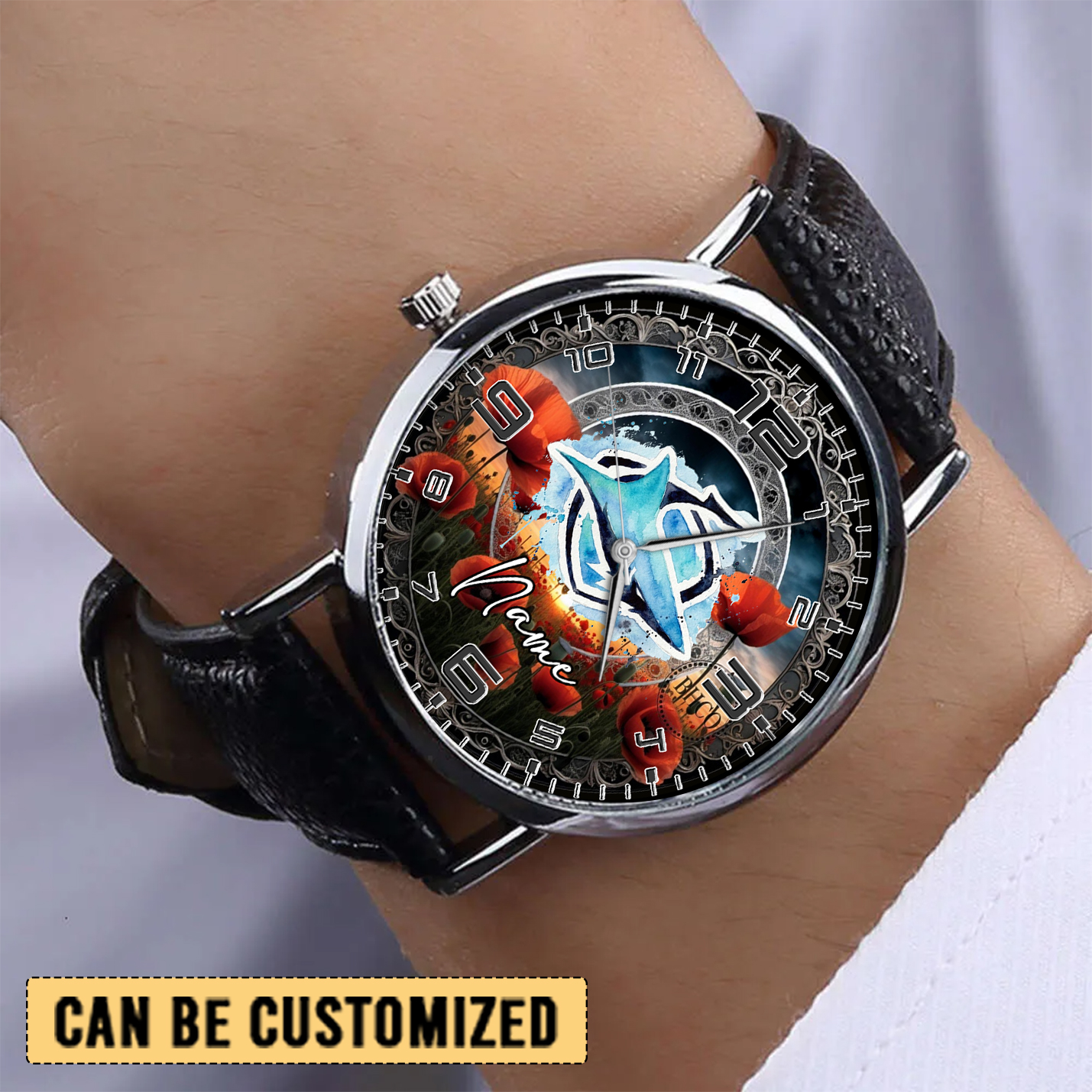 Auspiritmerch Cronulla-Sutherland Sharks x Anzac Day Personalized Stitched Leather Watch Gift For Fans