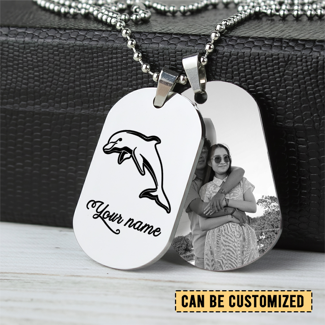 Auspiritmerch Dolphins Personalized Necklace Dog Tag For Fans