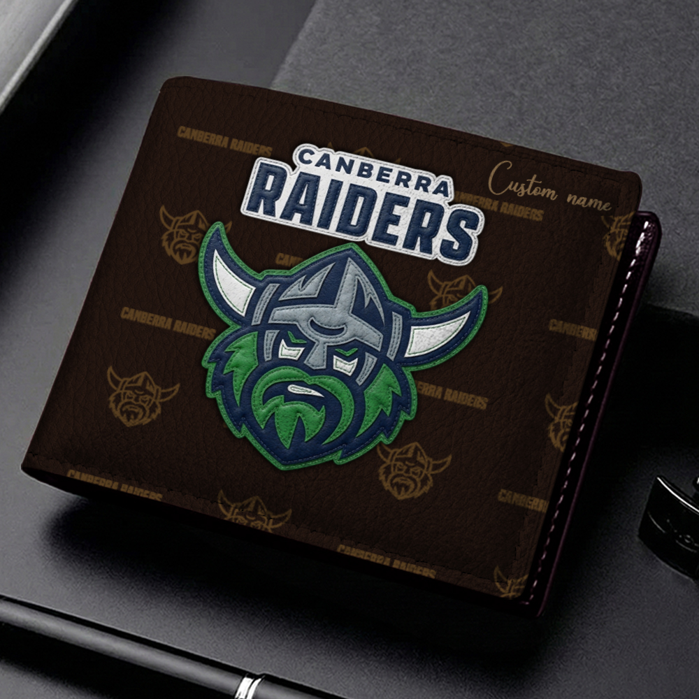 Auspiritmerch Canberra Raiders Personalized Leather Wallet Gift For Fans