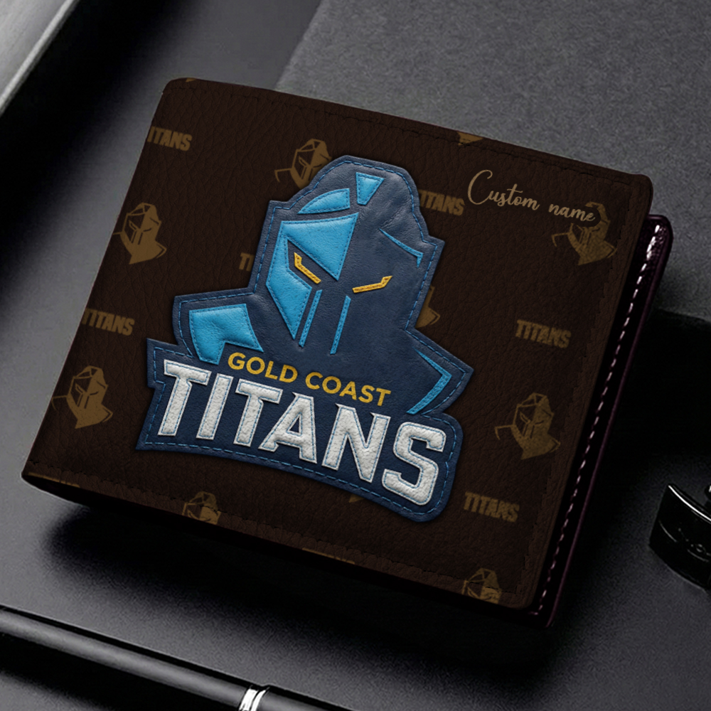 Auspiritmerch Gold Coast Titans Personalized Leather Wallet Gift For Fans