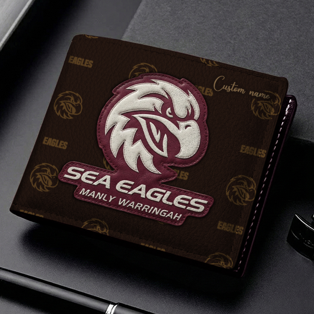 Auspiritmerch Manly Warringah Sea Eagles Personalized Leather Wallet Gift For Fans