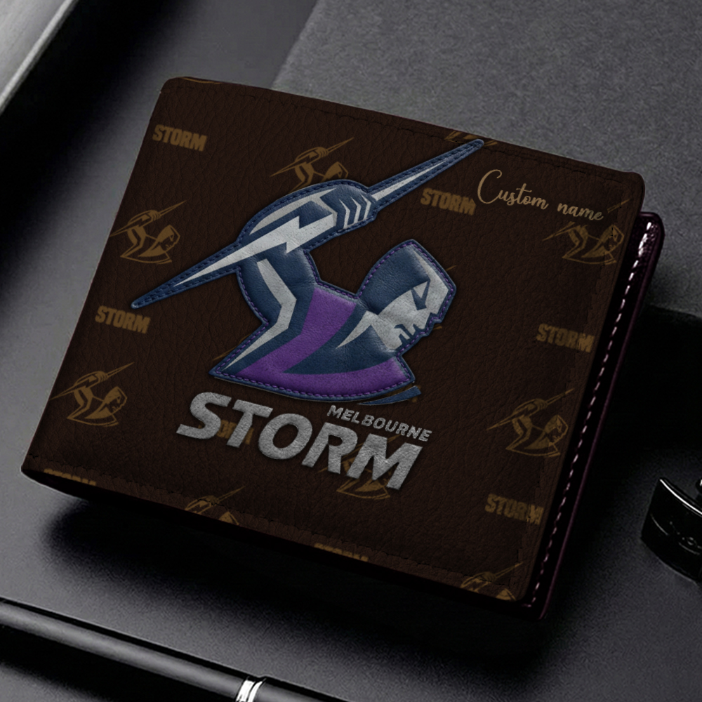 Auspiritmerch Melbourne Storm Personalized Leather Wallet Gift For Fans