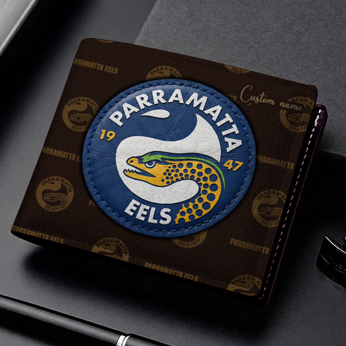 Auspiritmerch Parramatta Eels Personalized Leather Wallet Gift For Fans