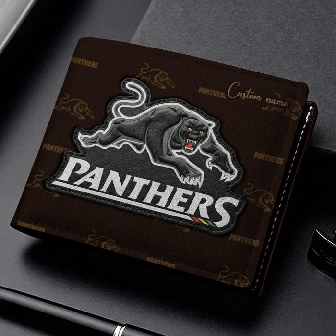 Auspiritmerch Penrith Panthers Personalized Leather Wallet Gift For Fans