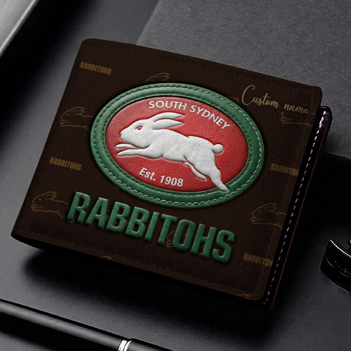 Auspiritmerch South Sydney Rabbitohs Personalized Leather Wallet Gift For Fans