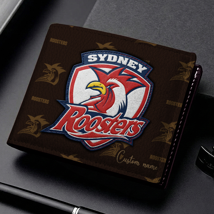 Auspiritmerch Sydney Roosters Personalized Leather Wallet Gift For Fans