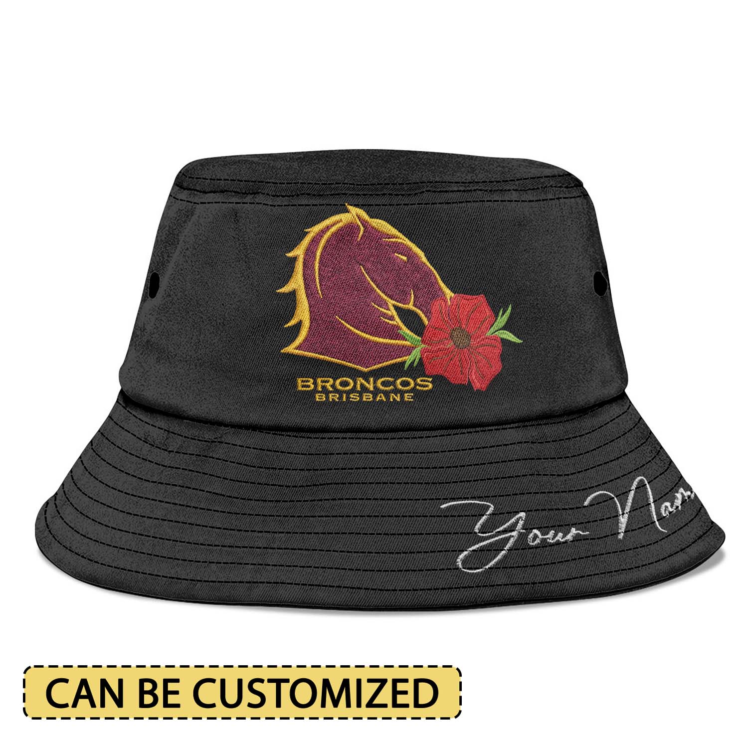 Auspiritmerch Brisbane Broncos x Anzac Day Sports Personalized Embroidered Bucket Hat Gift For Fans
