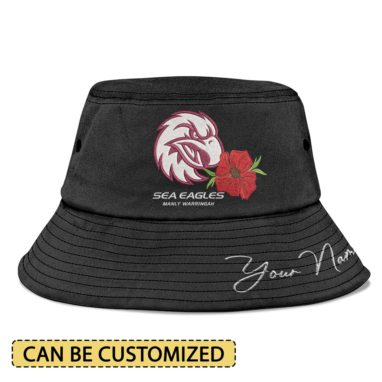 Auspiritmerch Manly Warringah Sea Eagles x Anzac Day Sports Personalized Embroidered Bucket Hat Gift For Fans