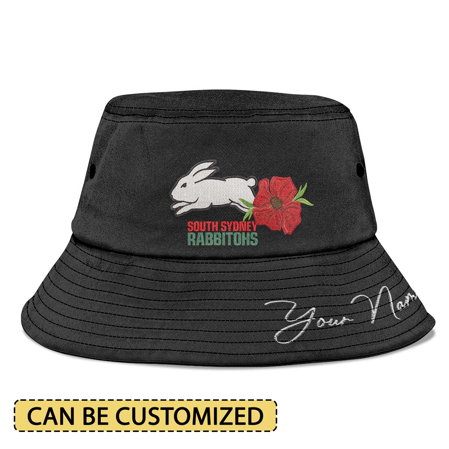 Auspiritmerch South Sydney Rabbitohs x Anzac Day Sports Personalized Embroidered Bucket Hat Gift For Fans