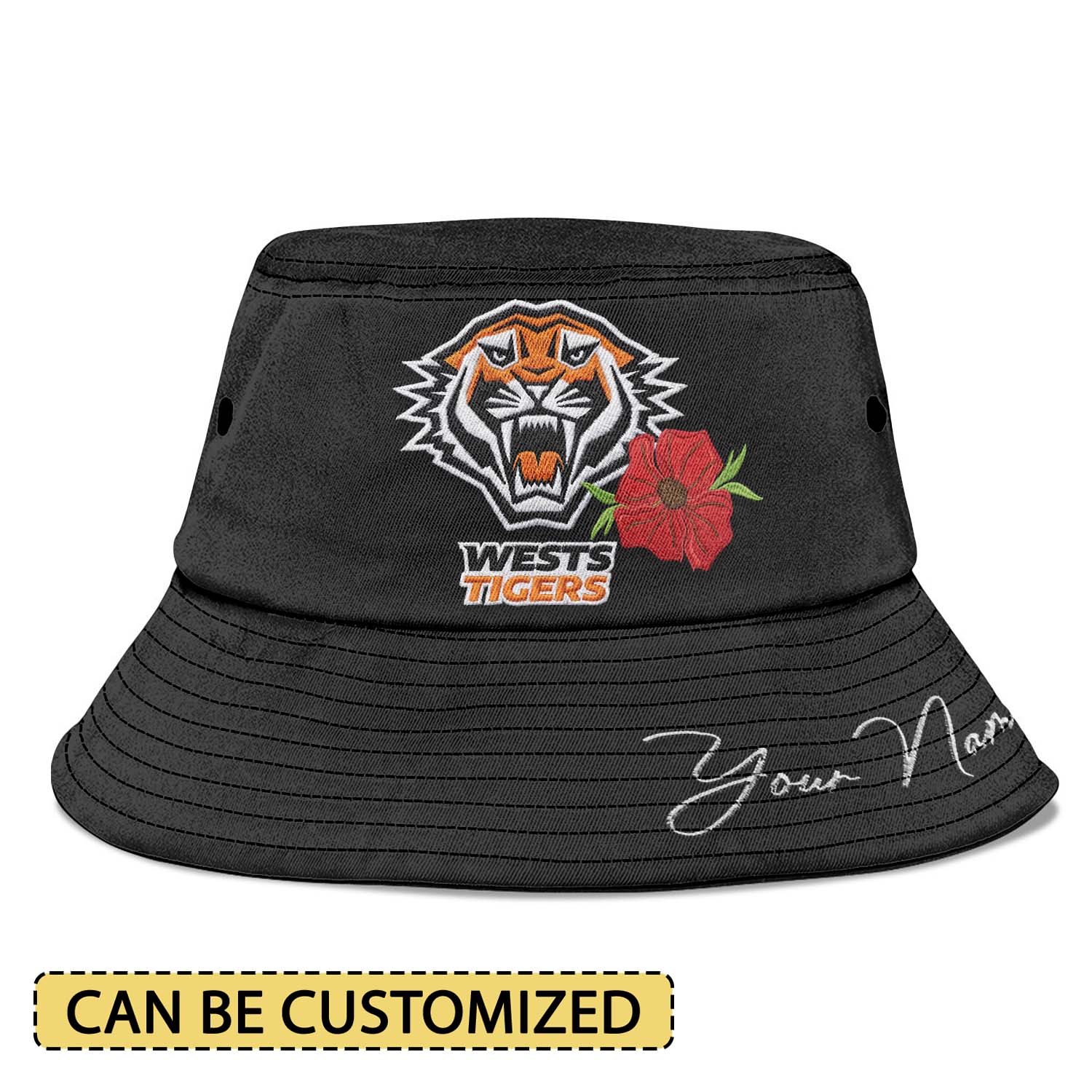 Auspiritmerch Wests Tigers x Anzac Day Sports Personalized Embroidered Bucket Hat Gift For Fans