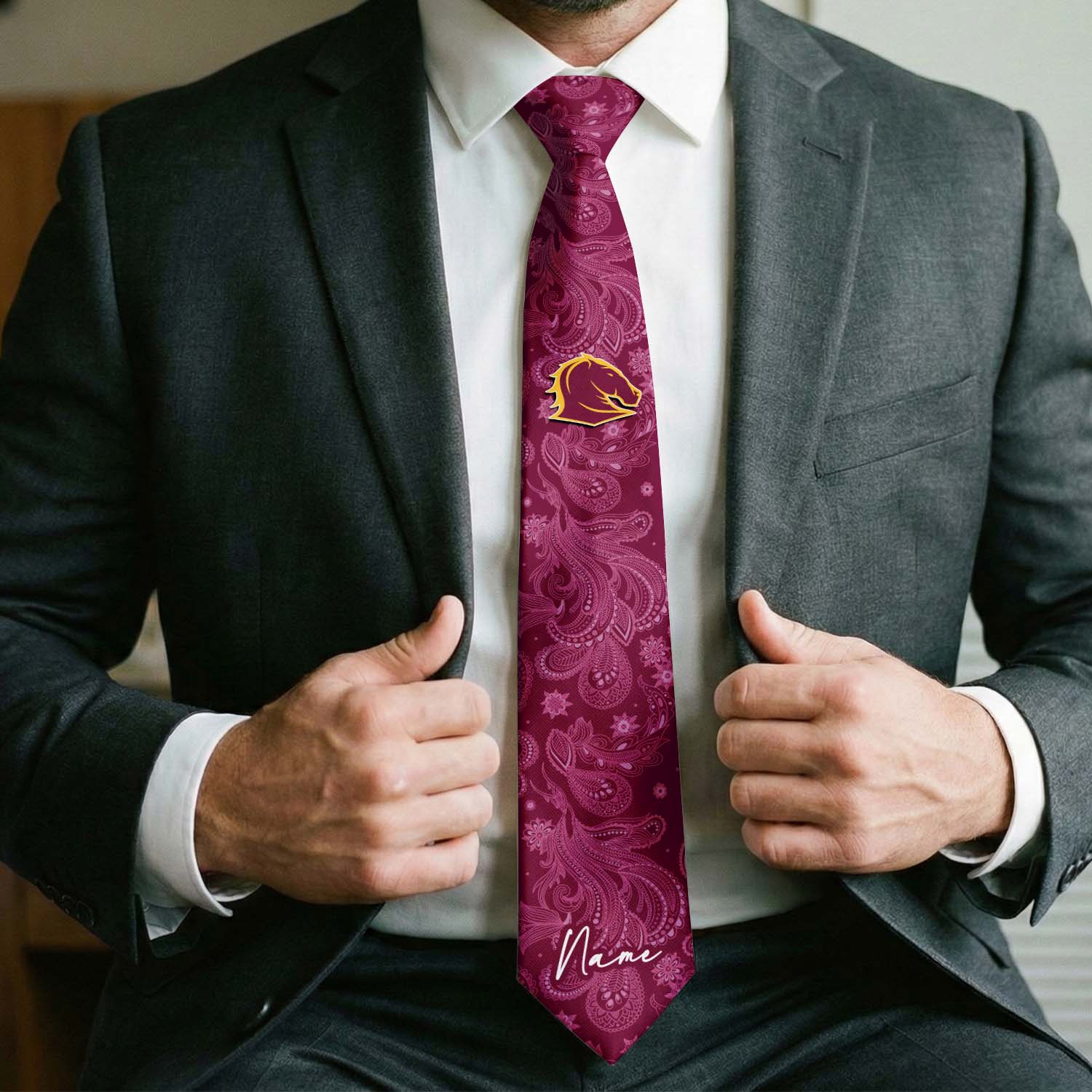 Auspiritmerch Brisbane Broncos Personalized Necktie Gifts For Fans