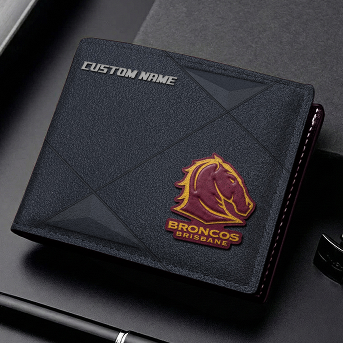 Auspiritmerch Brisbane Broncos Personalized Leather Wallet Gift For Fans