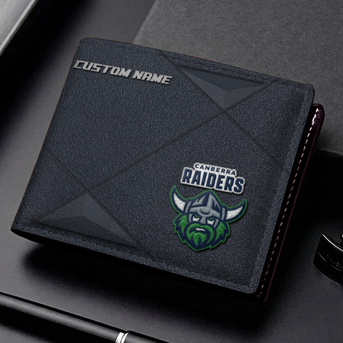 Auspiritmerch Canberra Raiders Personalized Leather Wallet Gift For Fans