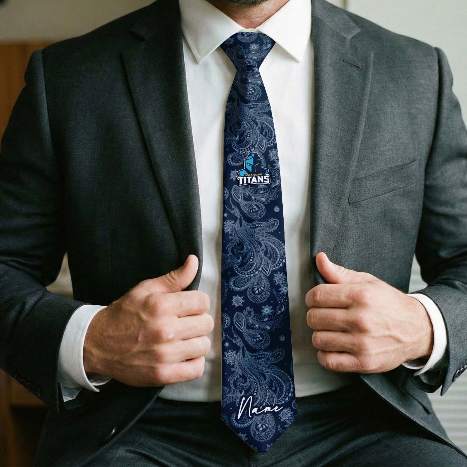 Auspiritmerch Gold Coast Titans Personalized Necktie Gifts For Fans