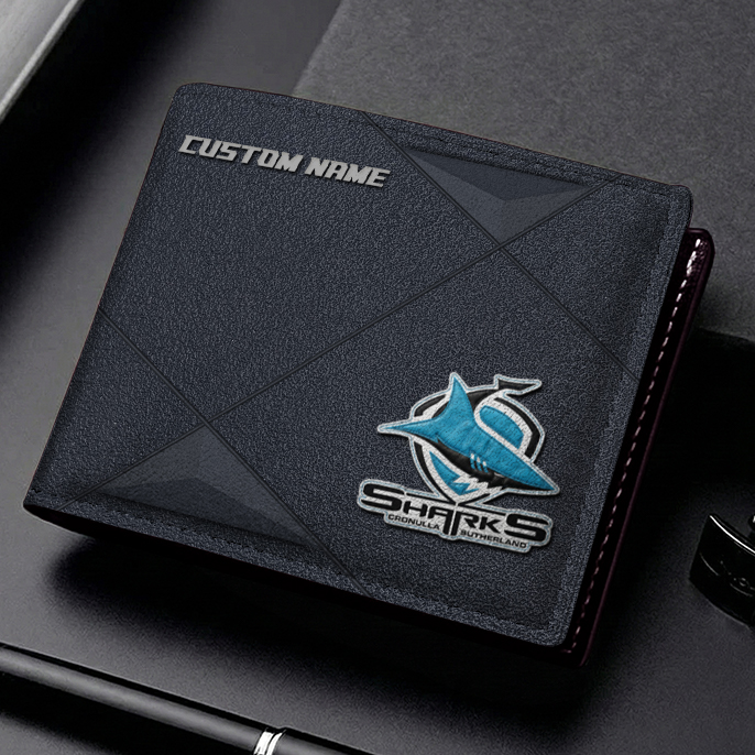 Auspiritmerch Cronulla-Sutherland Sharks Personalized Leather Wallet Gift For Fans