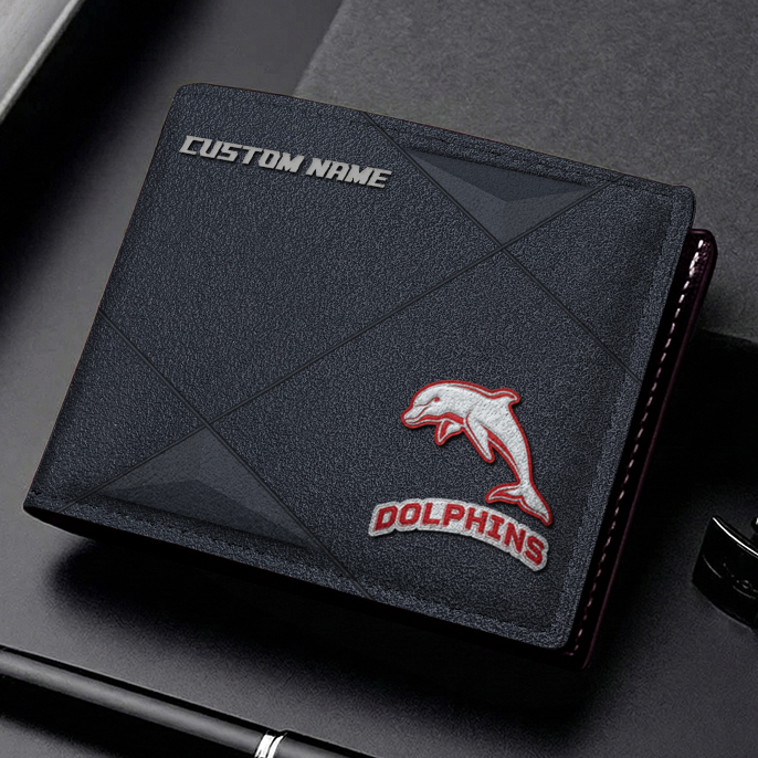 Auspiritmerch Dolphins Personalized Leather Wallet Gift For Fans