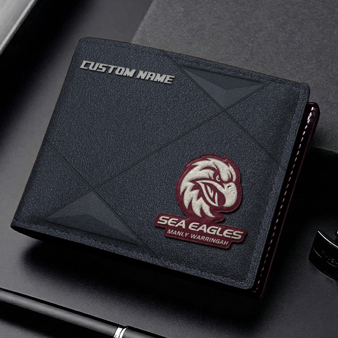 Auspiritmerch Manly Warringah Sea Eagles Personalized Leather Wallet Gift For Fans