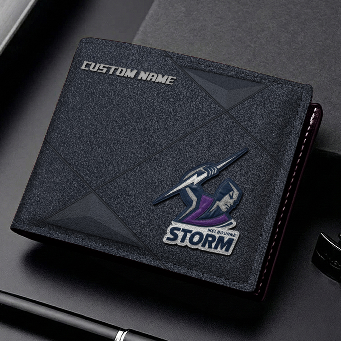 Auspiritmerch Melbourne Storm Personalized Leather Wallet Gift For Fans